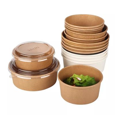 Leve embora o recipiente de alimento da bacia de salada do papel de embalagem personalizou a bacia descartável do papel de embalagem para a sopa