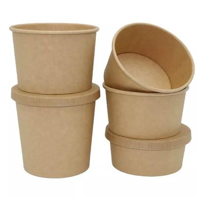 Bacias de salada recicláveis do papel de embalagem do costume das bacias do papel de embalagem de Brown 16oz da sopa