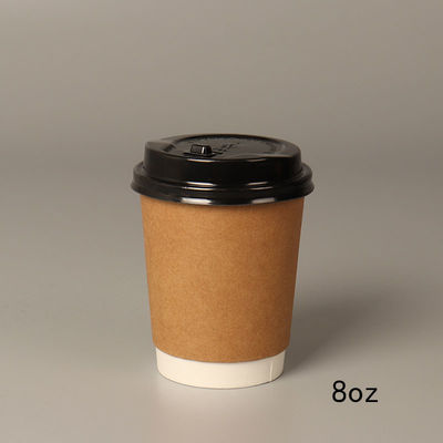 copos de café quentes de 8oz 14oz 16oz/frios de papel descartáveis com a tampa preta dos PP