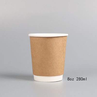 Copos de café dobro descartáveis biodegradáveis do papel de embalagem da parede das várias capacidades