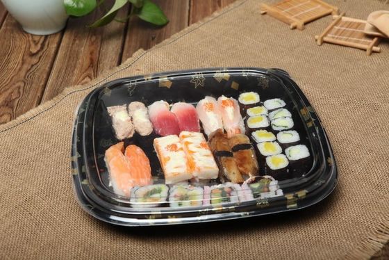 A bolha do sushi do quadrado remove a caixa da refeição a embalagem plástica descartável com impressão para o partido