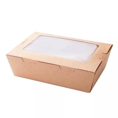 A caixa de papel feita sob encomenda do quadrado imprimiu a salada descartável do produto comestível que empacota com janela