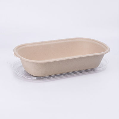 A sopa 1300ml de papel descartável retangular do queijo rola caixa biodegradável do bagaço do recipiente de alimento da salada com tampa da tampa