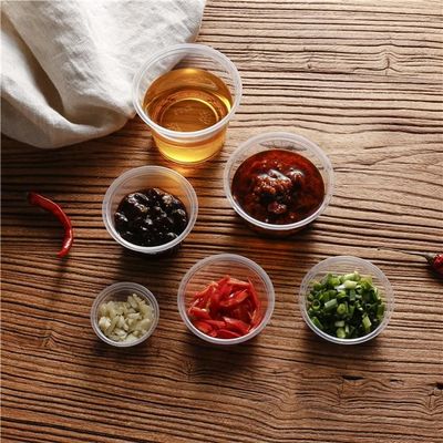 As especificações múltiplas plásticas descartáveis articularam Mini Sauce Cup With Lid