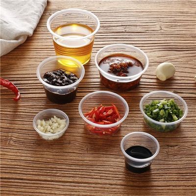 As especificações múltiplas plásticas descartáveis articularam Mini Sauce Cup With Lid