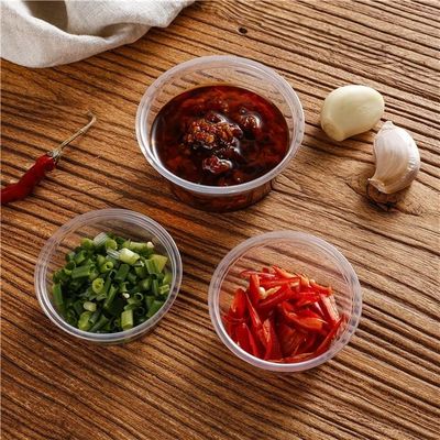 As especificações múltiplas plásticas descartáveis articularam Mini Sauce Cup With Lid