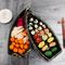 O tipo alimento do navio da cor da variedade chapeia o sushi empilhável Tray Container do barco da melamina